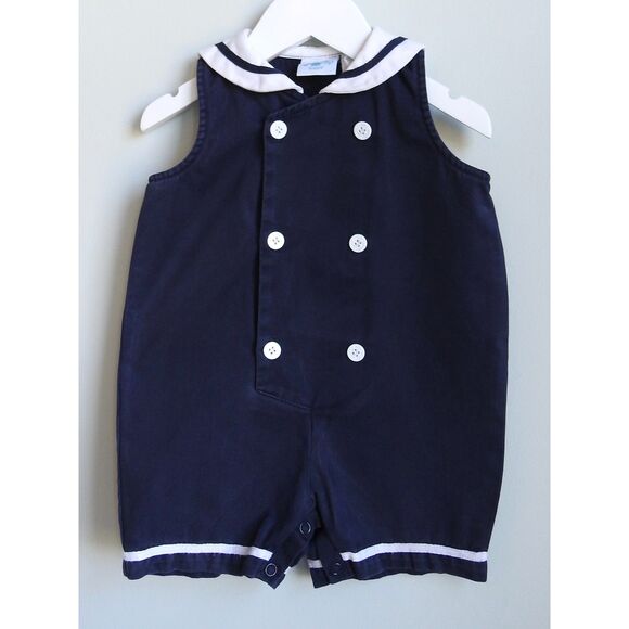 Vintage 80s/90s Hartstrings Baby Navy Sailor Romper 18M - Picture 1 of 11